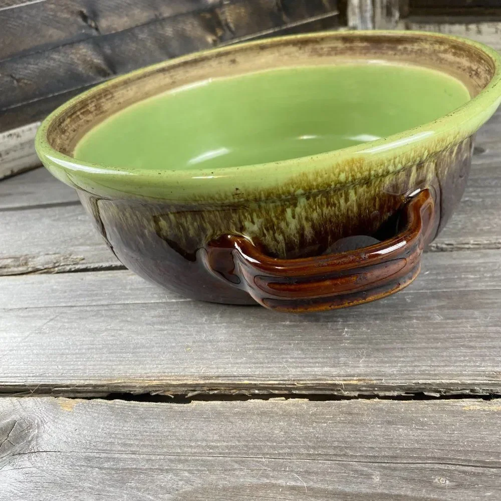 DENBY Stoneware 2 1/2 Qt. Cooking Pot Pan Green And Brown With Handle